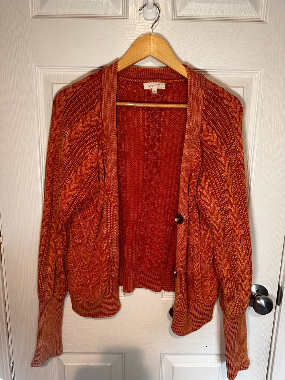 Mystree Rust Cable Knit Open Cardigan